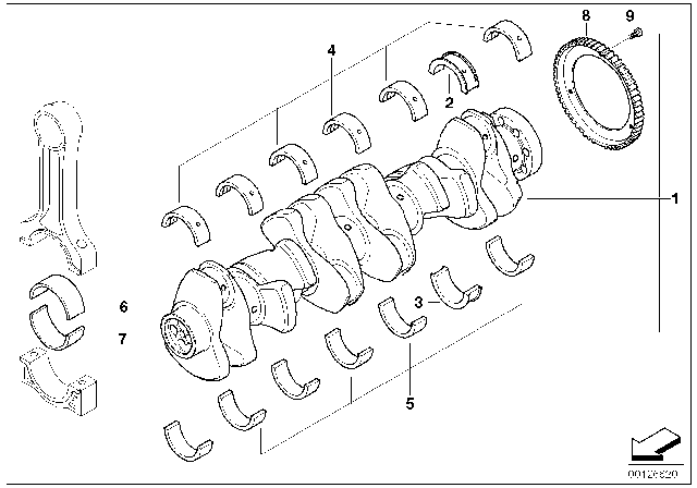 2002 BMW Z3 M Crankshaft With Bearing Shells Diagram