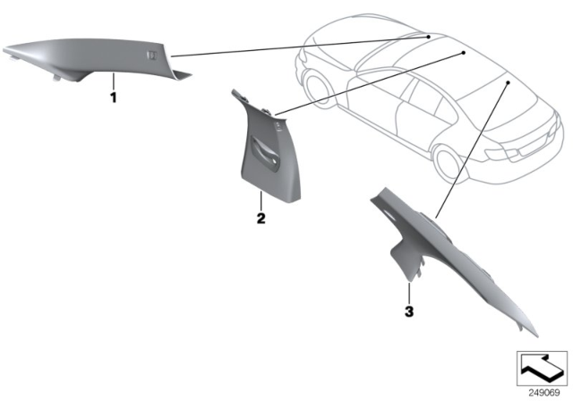 2013 BMW 528i Individual A, B, C Pillar Trim Panel Diagram