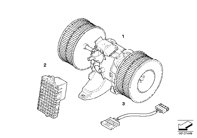 2004 BMW 645Ci Blower Unit / Mounting Parts Diagram