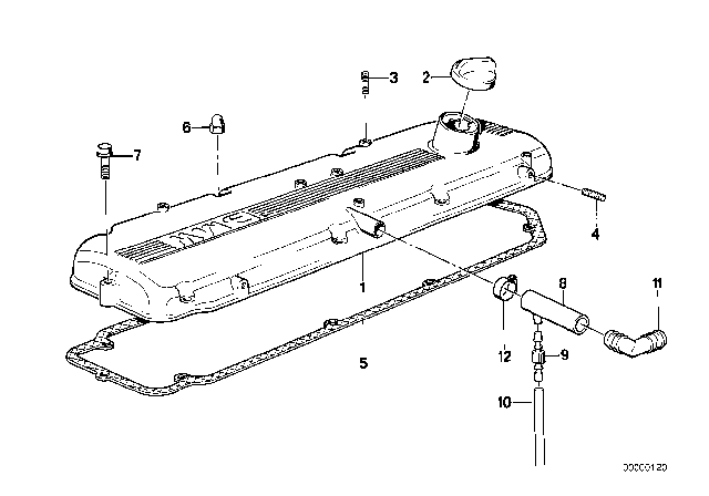 1989 BMW 535i Cylinder Head Cover Diagram for 11121710974