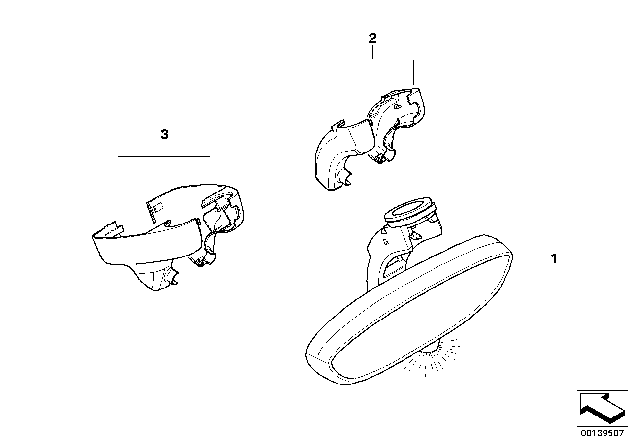 2009 BMW 128i Inside Mirror Manually Dippable Diagram