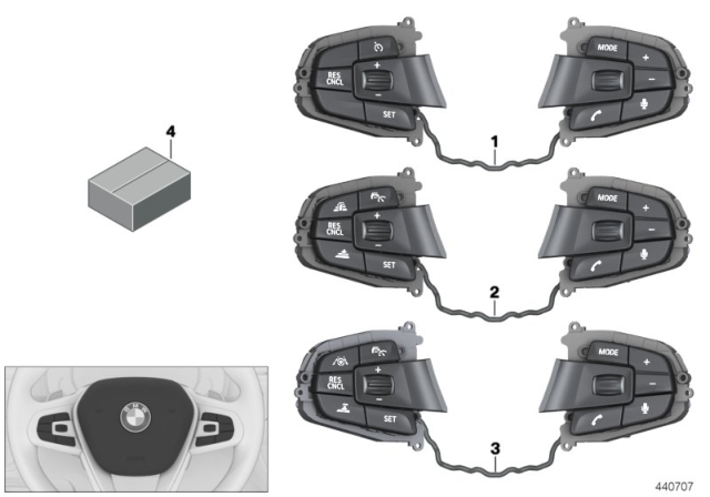 2017 BMW 740i Switch, Steering Wheel Diagram 3