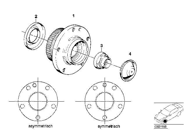 1994 BMW 850CSi Wheel Bearings Diagram