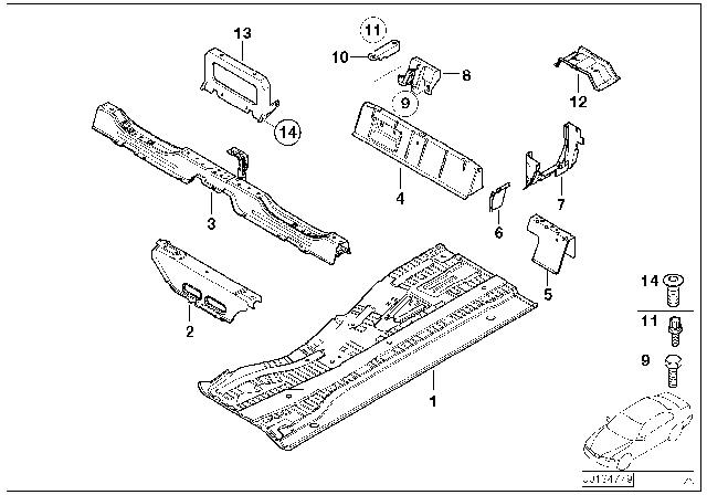 2003 BMW X5 Floor Parts Rear Interior Diagram