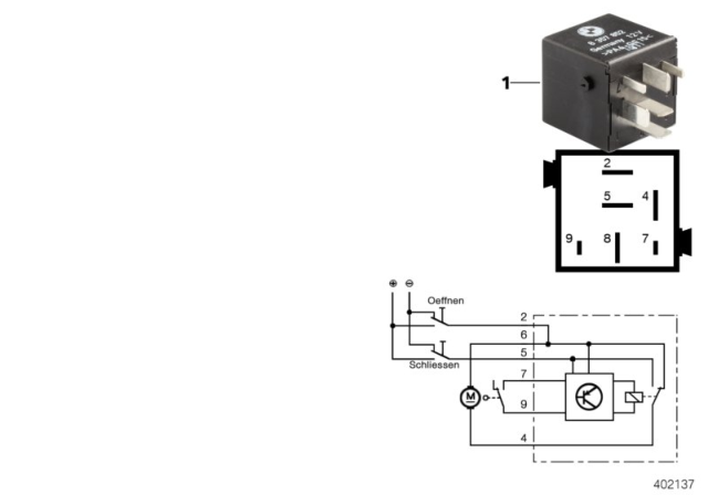 1996 BMW M3 Relay, Slide / Tilt Sunroof Diagram 2