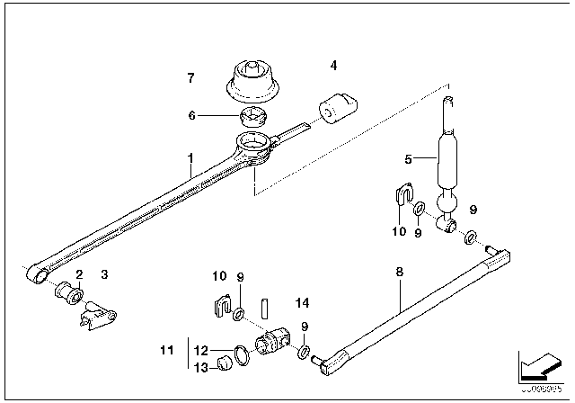 2003 BMW Z4 Gearshift, Mechanical Transmission Diagram