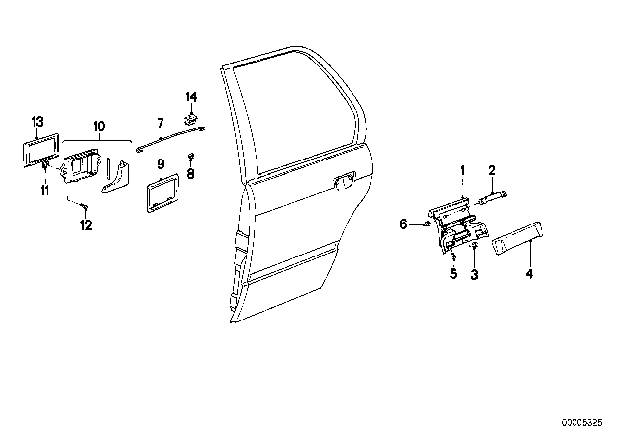 1989 BMW 325i Locking System, Door Diagram 1