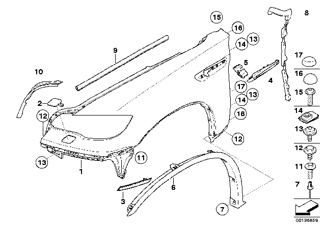 2012 BMW X6 M Covering Primend Right Diagram for 51657052428