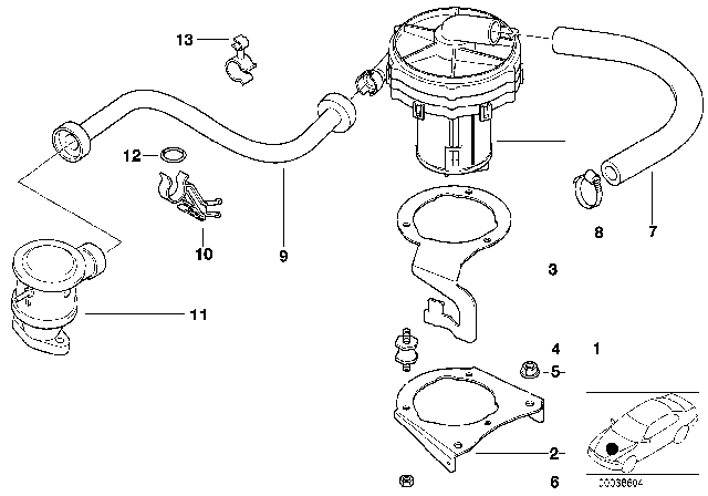 1999 BMW 318ti Air Pump Diagram for 11721433818