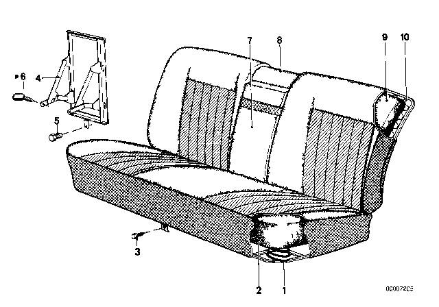 1975 BMW 530i Pad Seat Rear Diagram for 52201847477