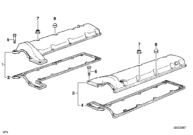 1995 BMW 750iL Cylinder Head Cover Diagram