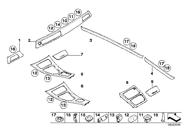 2011 BMW 328i Interior Trim Strips Diagram 3