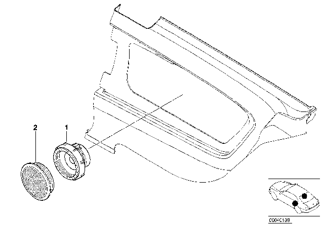 2000 BMW 323Ci Cover Loudspeaker Diagram for 65138376208