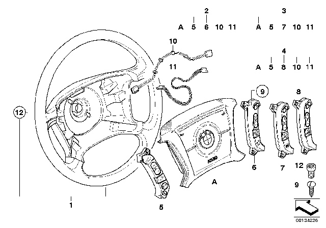 2004 BMW X3 Airbag Module, Driver'S Side Diagram for 32343400440