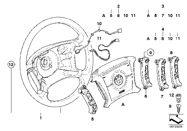 2004 BMW X3 Steering Wheel Airbag - Smart Multifunction Diagram