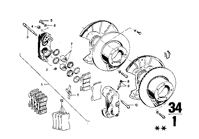 1970 BMW 2500 Front Wheel Brake Diagram 2