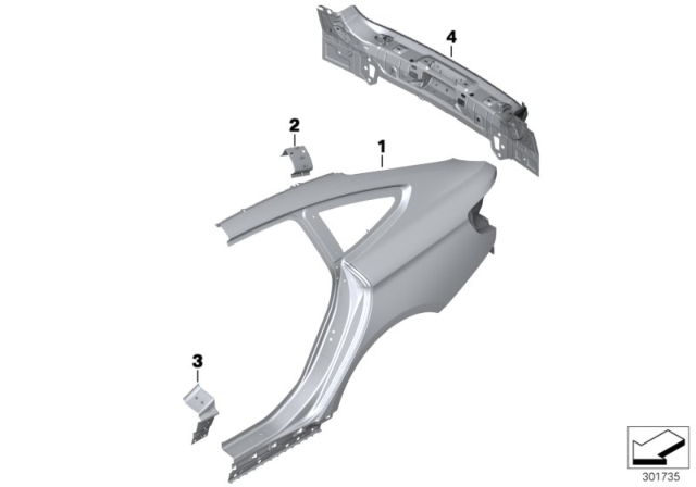 2015 BMW 428i Gran Coupe Side Panel / Tail Trim Diagram