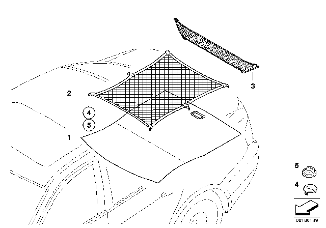 2011 BMW 328i Retrofit: Boot / Trunk Floor Net Diagram