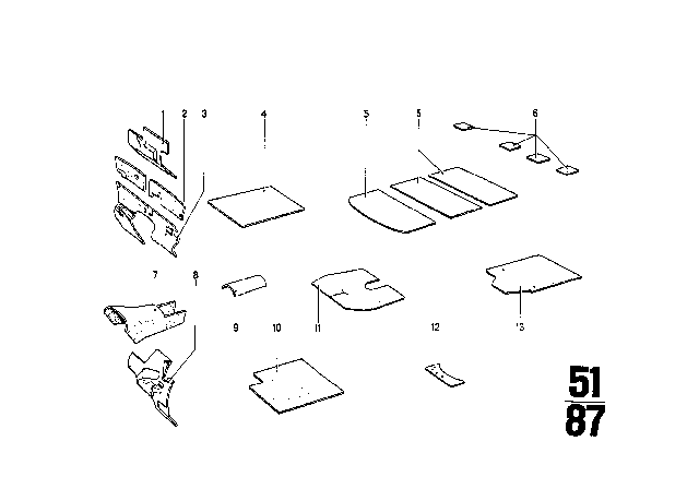 1969 BMW 1602 Sound Insulation Diagram
