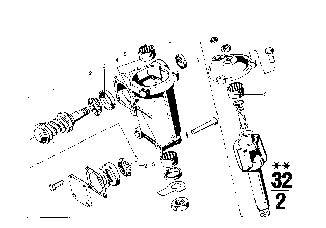 1975 BMW 3.0Si Steering Box Single Components Diagram 1