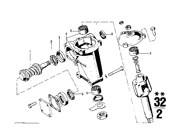 1969 BMW 2500 Steering Box Single Components Diagram 1