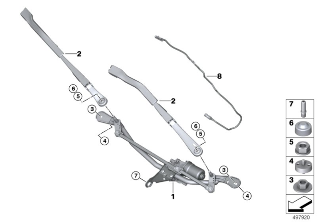 2020 BMW 330i WIPER ARM, DRIVER'S SIDE Diagram for 61619448919