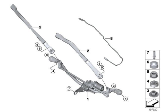 2020 BMW 330i xDrive Single Wiper Parts Diagram