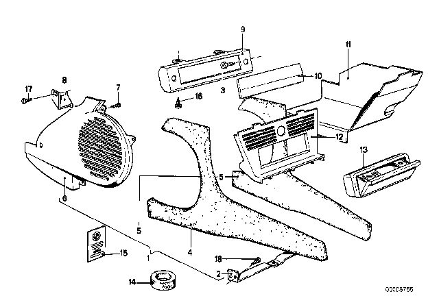 1981 BMW 528i Lateral Trim Panel Right Diagram for 51161848348