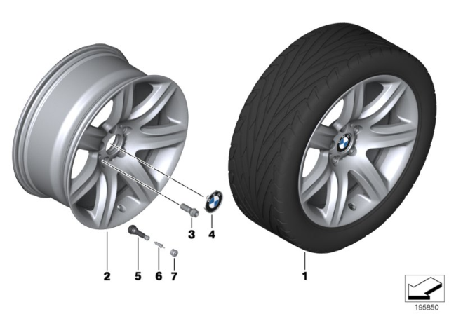 2015 BMW 535i GT xDrive BMW LA Wheel, Star Spoke Diagram 1
