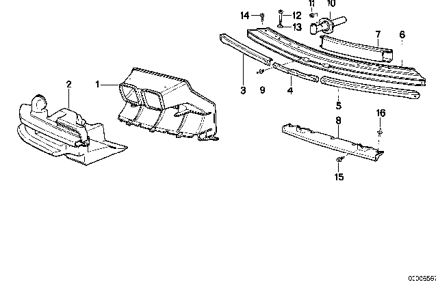 1997 BMW 840Ci Front Carrier Bumper / Air Ducts Diagram