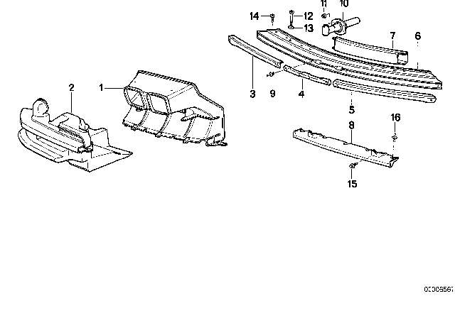 1994 BMW 850CSi Front Carrier Bumper / Air Ducts Diagram