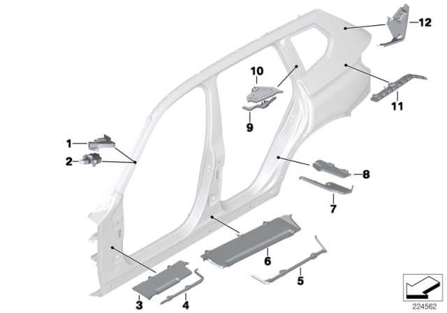 2014 BMW X3 Moulded Part Column A,Top Interior Right Diagram for 41007244118