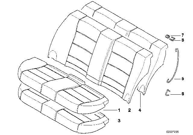 1995 BMW 325i Seat Cover Cloth Diagram for 52208156431