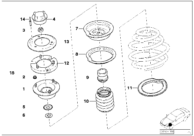 2003 BMW 325i Guide Support / Spring Pad / Attaching Parts Diagram