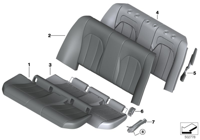 2020 BMW M340i Seat, Rear, Cushion & Cover Diagram