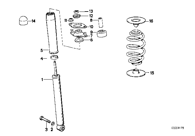 1987 BMW 325i Single Components For Rear Spring Strut Diagram