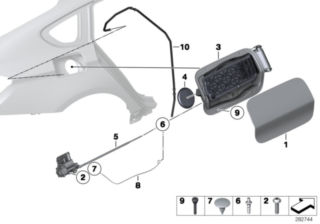 2012 BMW 550i GT xDrive Fill-In Flap Diagram