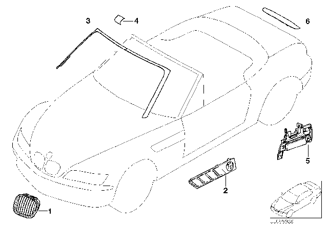 1996 BMW Z3 Retrofit, Chrome Line Exterior Diagram