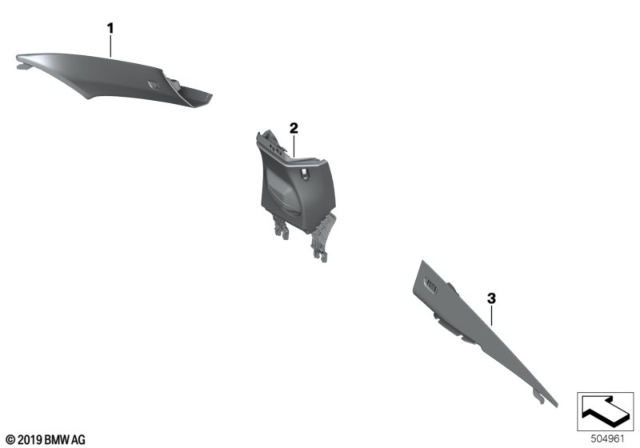 2019 BMW M850i xDrive Individual A, B, C Pillar Trim Panel Diagram