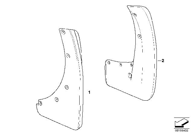 2009 BMW X5 Set Mud Flaps, Rear Diagram for 82160430713