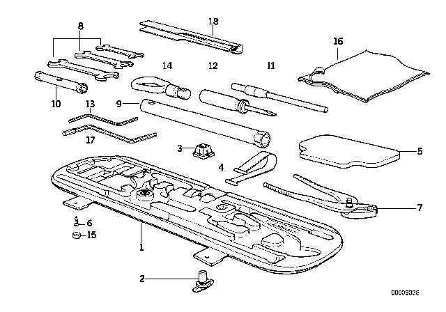 1996 BMW 318i Tool Kit / Tool Box Diagram