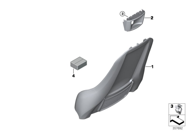 2014 BMW i8 Set, Front, Backrest Trims Diagram