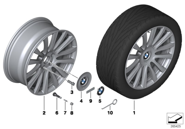 2014 BMW 640i xDrive BMW LA Wheel, Individual, V-Spoke Diagram 2