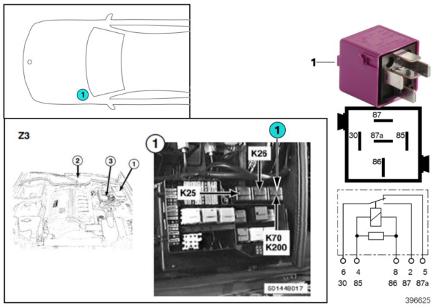 2001 BMW Z3 M Relay, Lighting, Scandinavia Diagram