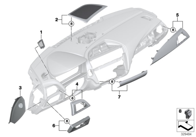 2017 BMW M240i Mounting Parts, Instrument Panel Diagram 2