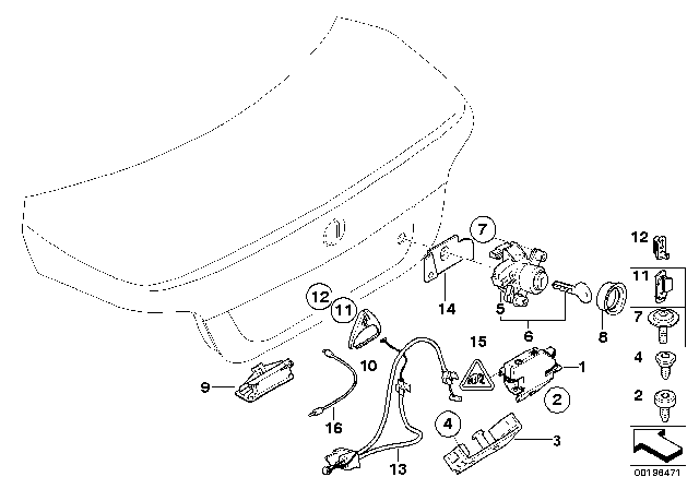 2006 BMW M5 Trunk Lid / Closing System Diagram