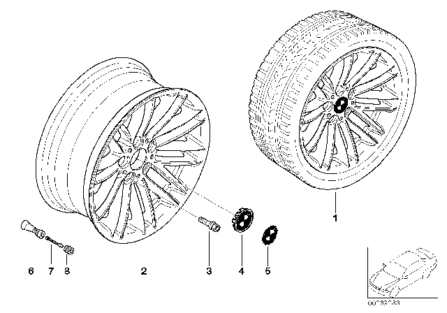2008 BMW 760Li BMW LA Wheel Styling Diagram