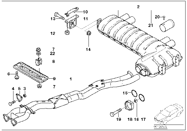 2001 BMW M3 Intermediate Pipe / Rear Silencer Diagram