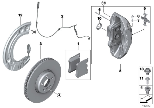 2020 BMW X7 Front Wheel Brake Diagram