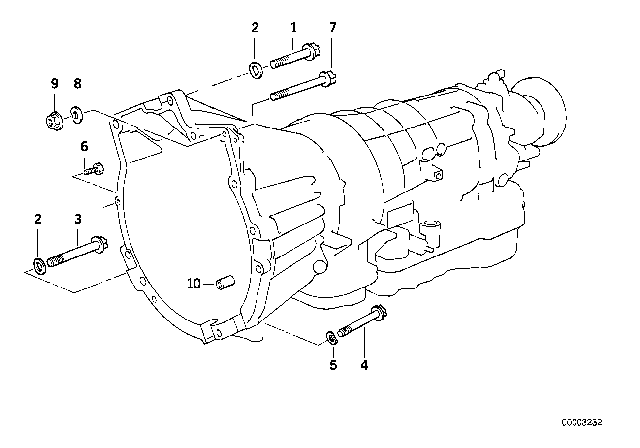 1994 BMW 525i Transmission Mounting Diagram 2